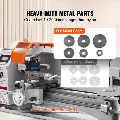 Mini Metal Lathe Machine, 180 x 400 mm, 800W Precision Benchtop Power Metal Lathe, 150-2500 RPM Continuously V952-BZDMNJSCCSFWSEYI0V3