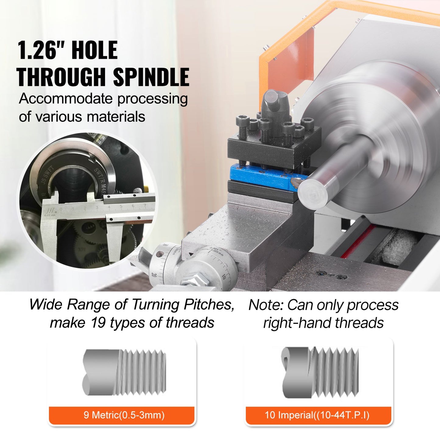 Mini Metal Lathe Machine, 180 x 400 mm, 800W Precision Benchtop Power Metal Lathe, 150-2500 RPM Continuously V952-BZDMNJSCCSFWSEYI0V3