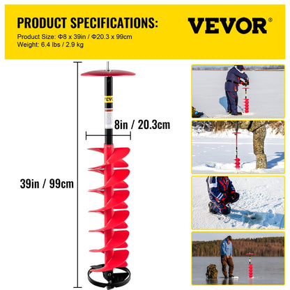 Ice Drill Auger, 8"" Diameter Nylon Ice Auger, 39"" Length Ice Auger Bit,Auger Drill with 11.8"" Extension V952-BZHSNLYC39348TWTLV0