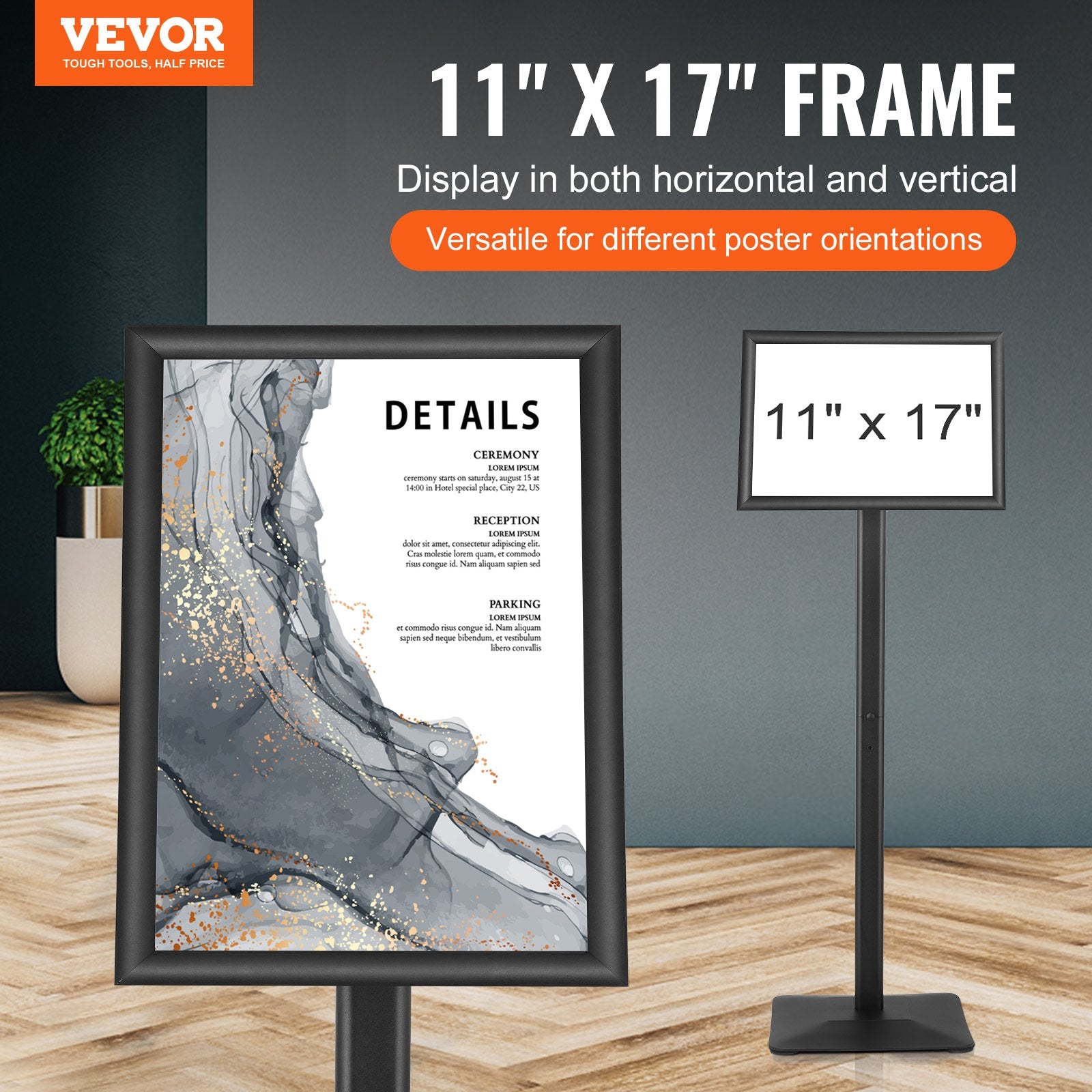 Pedestal Sign Holder Adjustable Poster Stand 11 x 17 Inch Metal Base V952-BZJJSDZJCZCGJFCLWV0