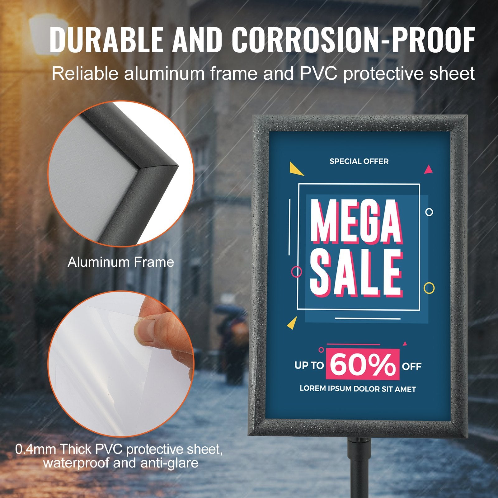 Pedestal Sign Holder Adjustable Poster Stand 11 x 17 Inch Metal Base V952-BZJJSDZJCZCGJFCLWV0
