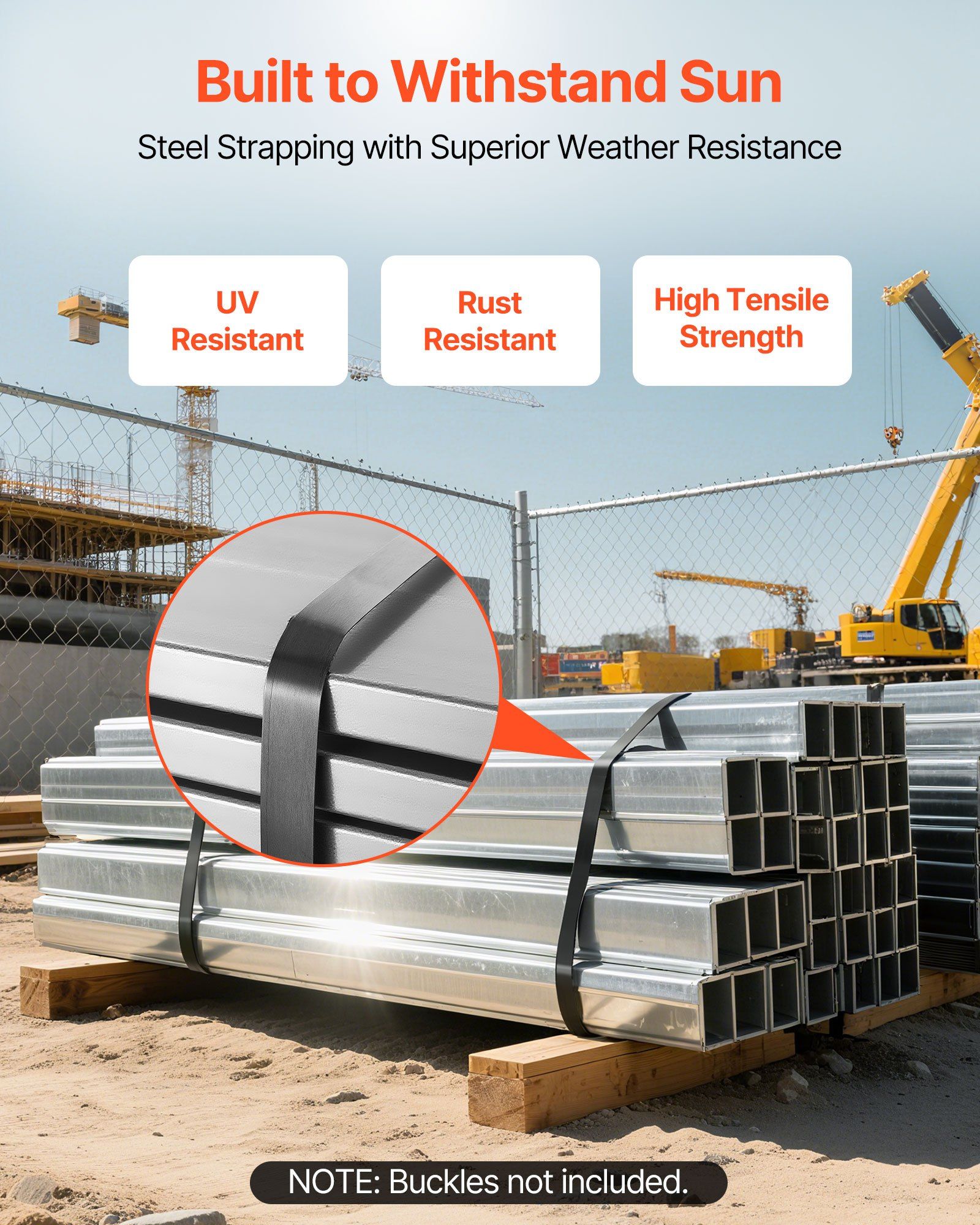 Steel Strapping Coil, 19 mm x 0.55 mm x 91 m, Metal Strapping Banding Roll Withstands Harsh Environment, V952-BZKZDGD34INCA7655001V0