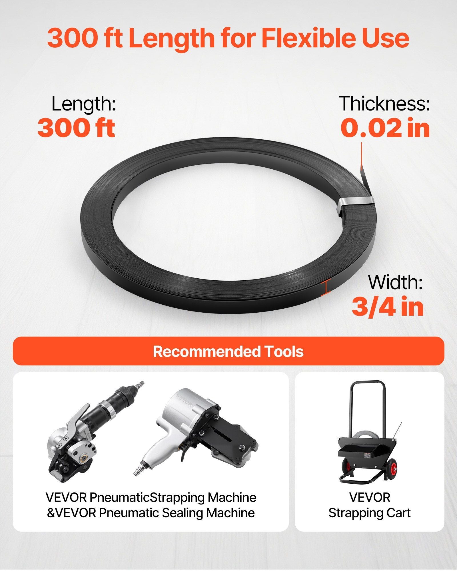 Steel Strapping Coil, 19 mm x 0.55 mm x 91 m, Metal Strapping Banding Roll Withstands Harsh Environment, V952-BZKZDGD34INCA7655001V0