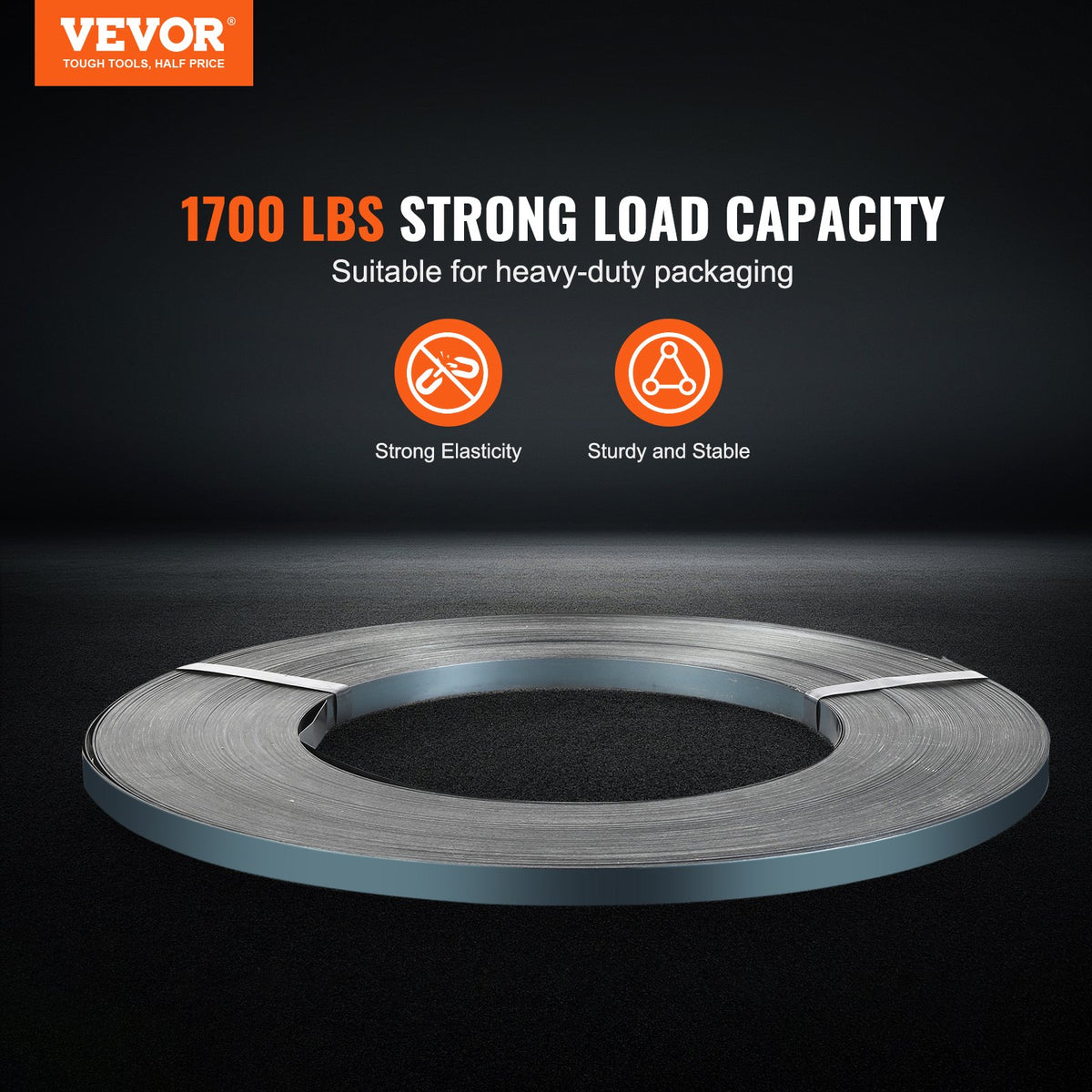 Packaging Steel Strapping Roll, 500 m Length x 19 mm Width x 0.55 mm Thickness, 770 kg Break Strength, Heavy V952-BZKZDGD34YC17YHGVV0