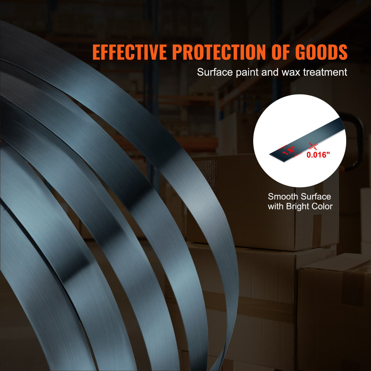 Packaging Steel Strapping Roll, 500 m Length x 19 mm Width x 0.55 mm Thickness, 770 kg Break Strength, Heavy V952-BZKZDGD34YC17YHGVV0