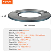Packaging Steel Strapping Roll, 500 m Length x 19 mm Width x 0.55 mm Thickness, 770 kg Break Strength, Heavy V952-BZKZDGD34YC17YHGVV0