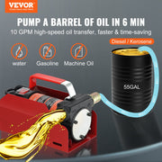 Fuel Transfer Pump, 12V DC, 10 GPM, 8 m Lift, Portable Electric Diesel Transfer Extractor Pump Kit with V952-C155W40LPM12VBIFFV9