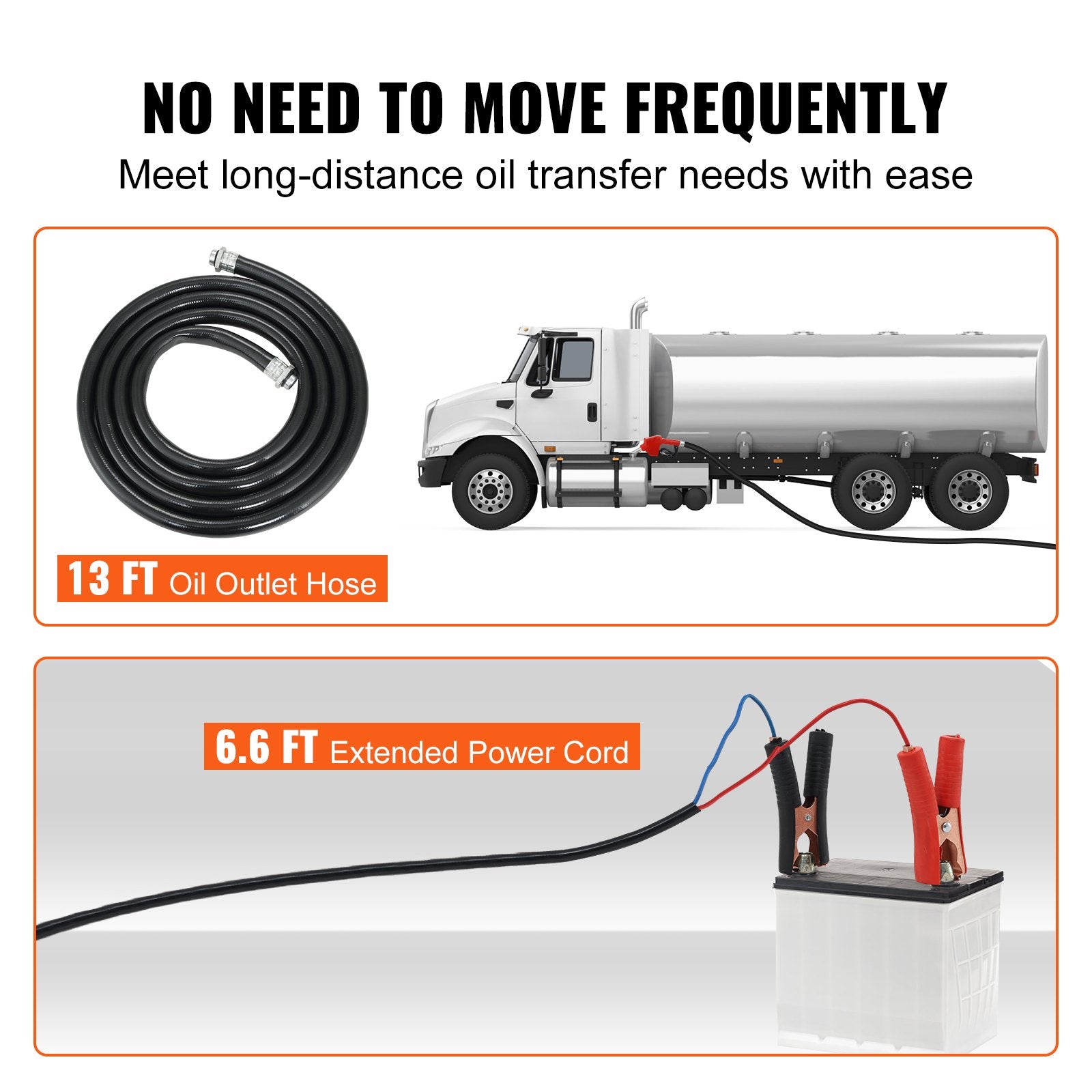 Fuel Transfer Pump, 12V DC, 10 GPM, 8 m Lift, Portable Electric Diesel Transfer Extractor Pump Kit with V952-C155W40LPM12VBIFFV9