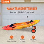 Adjustable Kayak Cart Canoe Boat Carrier 280lbs Load with 10'' Solid Tires V952-C280LBS10INCHASOUV0