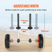 Adjustable Kayak Cart Canoe Boat Carrier 280lbs Load with 10'' Solid Tires V952-C280LBS10INCHASOUV0