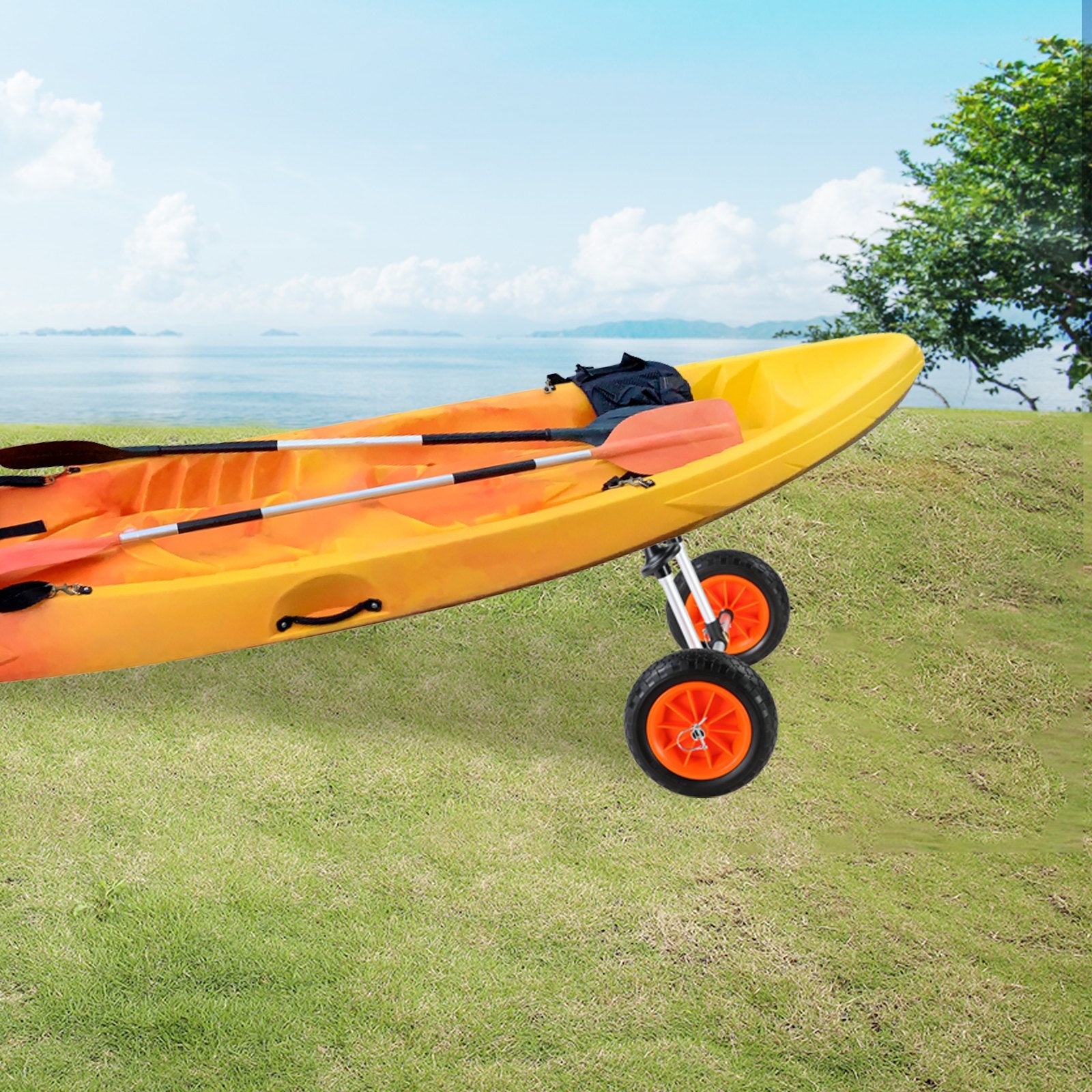 Adjustable Kayak Cart Canoe Boat Carrier 280lbs Load with 10'' Solid Tires V952-C280LBS10INCHASOUV0