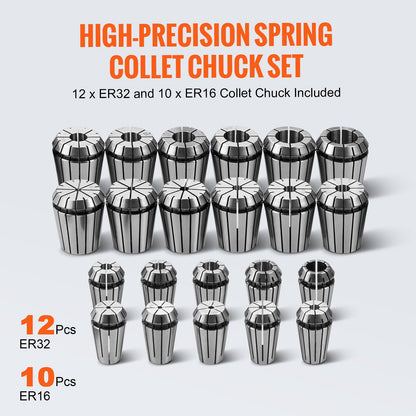 CAT40 Collet Holder ER 16/32 Collet Set, 35 PCs, SLN FMB ER16/32 APU Tool Holders Spring Steel Collet Chucks V952-CATDBCAT40ERJEC38V0