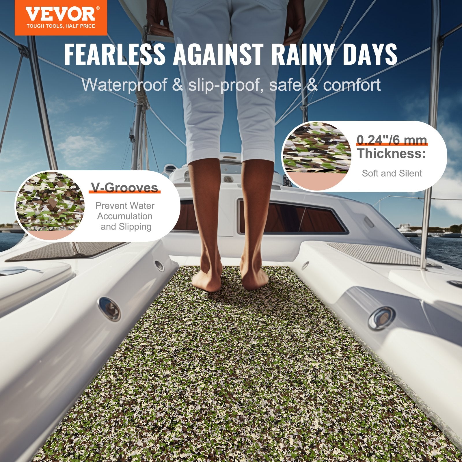 Boat Flooring, EVA Foam Boat Decking 94.5" x 23.6", Non-Slip Self-Adhesive Flooring, 31.1sq.ft 2 Rolls of V952-CBZZFHPMDDCL3Y820V0