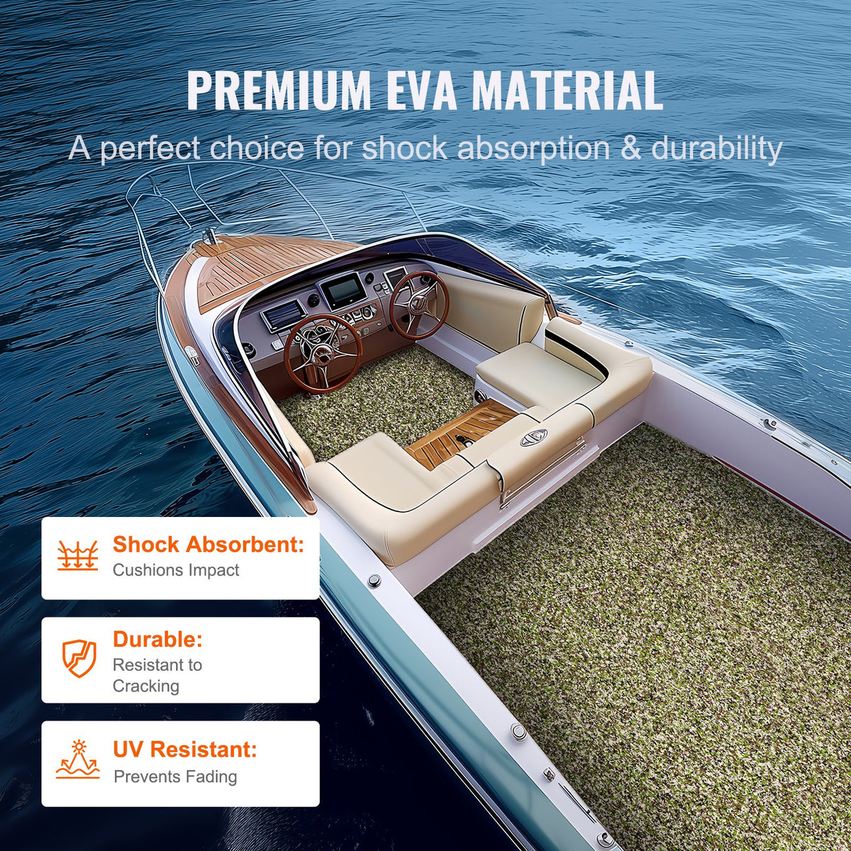 Boat Flooring, EVA Foam Boat Decking 94.5" x 23.6", Non-Slip Self-Adhesive Flooring, 31.1sq.ft 2 Rolls of V952-CBZZFHPMDDCL3Y820V0