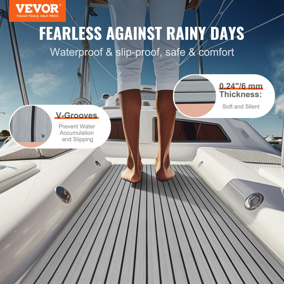 Boat Flooring, EVA Foam Boat Decking 94.5" x 45.7", Non-Slip Self-Adhesive Flooring, 29.9 sq.ft Marine Carpet V952-CBZZFHPMDDHSZQ449V0