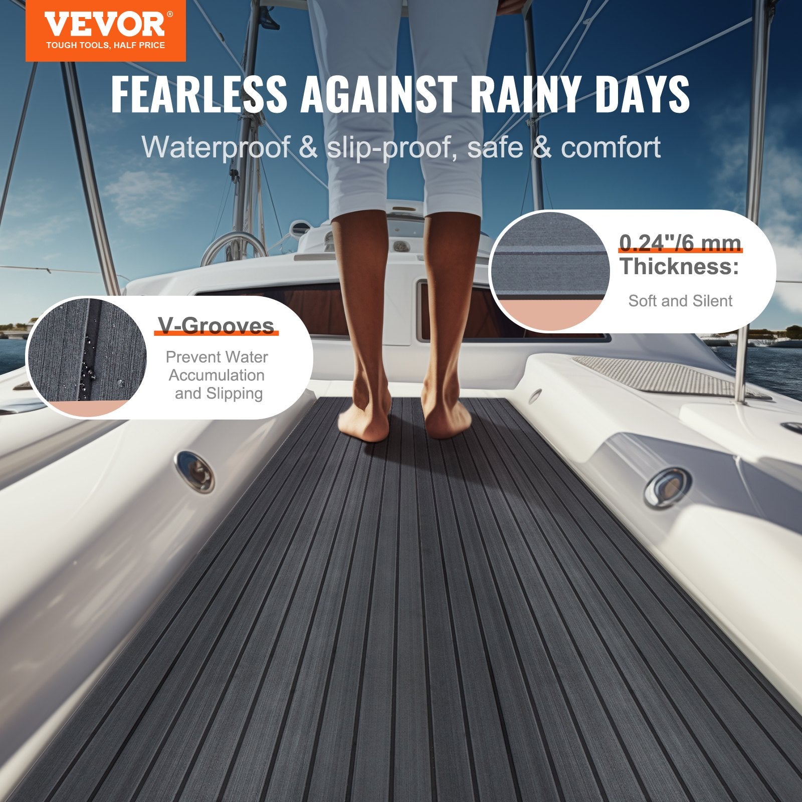 Boat Flooring, EVA Foam Boat Decking 94.5" x 23.6", Non-Slip Self-Adhesive Flooring, 15.5 sq.ft Marine Carpet V952-CBZZFHPMDDSHB8RTKV0