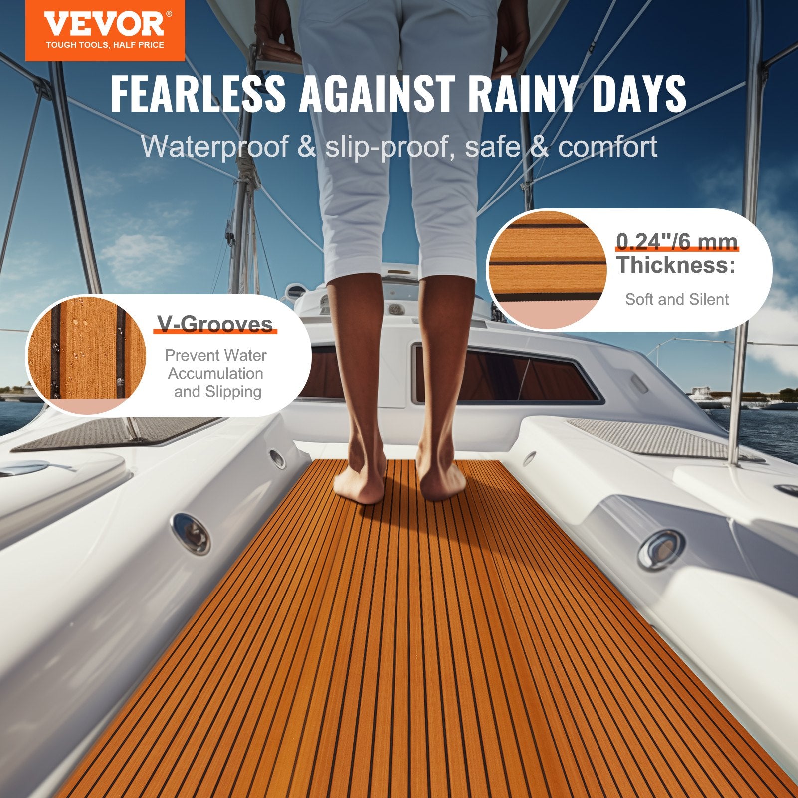 Boat Flooring, EVA Foam Boat Decking 94.5" x 46", Non-Slip Self-Adhesive Flooring, 29.9 sq.ft Marine Carpet V952-CBZZFHPMDDZSP166PV0