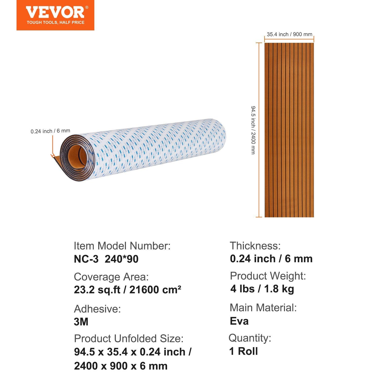 Boat Flooring, EVA Foam Boat Decking 94.5" x 35.4", Non-Slip Self-Adhesive Flooring, 23.2 sq.ft Marine Carpet V952-CBZZFHPMDDZSW620PV0