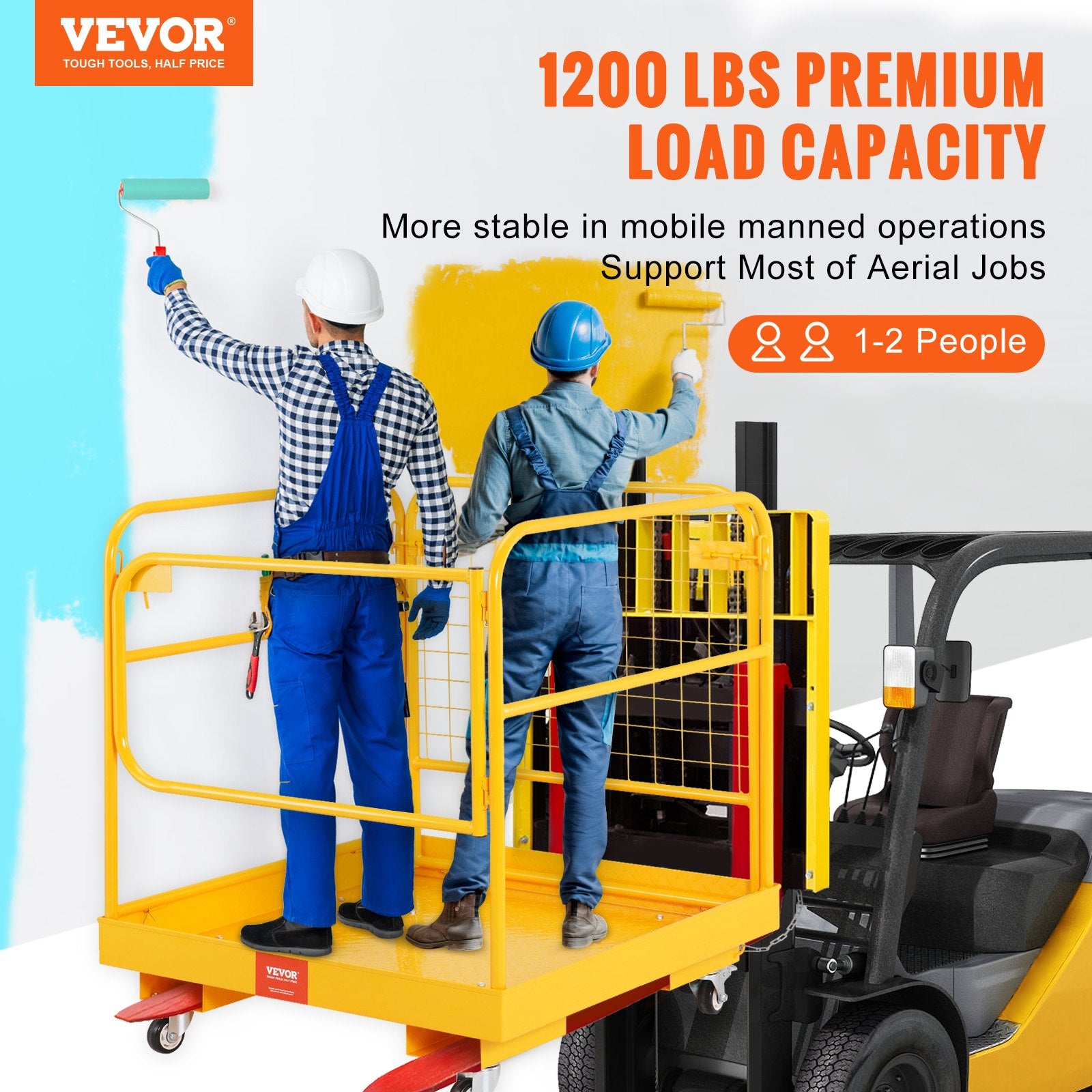 Forklift Safety Cage, 544 kg Load Capacity, 92 x 92 cm Folding Forklift Work Platform with Lockable Swivel V952-CCGZPTCWMS112KVAFV0