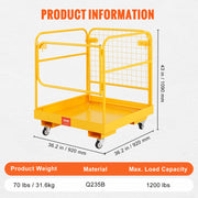 Forklift Safety Cage, 544 kg Load Capacity, 92 x 92 cm Folding Forklift Work Platform with Lockable Swivel V952-CCGZPTCWMS112KVAFV0