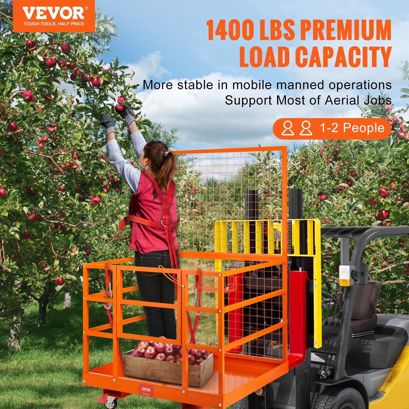 Forklift Safety Cage Work Platform 43X45in 1400lbs w/ Wheels for Aerial V952-CCGZPTCYMS214BM9RV0
