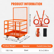 Forklift Safety Cage Work Platform 43X45in 1400lbs w/ Wheels for Aerial V952-CCGZPTCYMS214BM9RV0