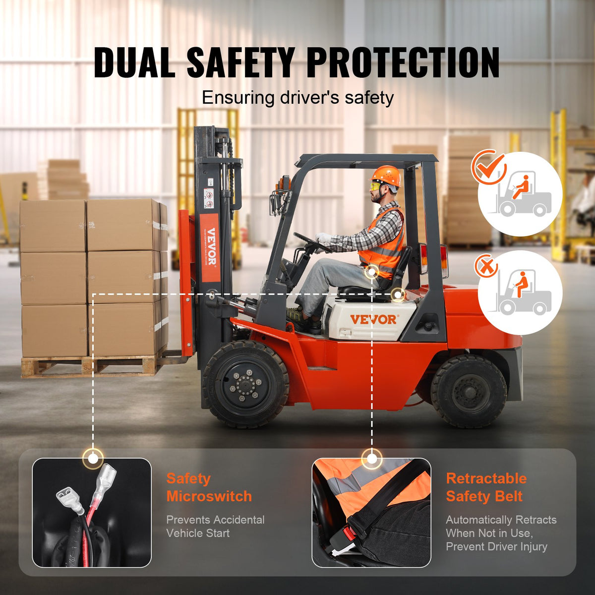 Universal Forklift Seat, Fold Down Tractor Seat with Adjustable Angle Back, Micro Switch and Retractable V952-CCZYCGKAQD00099Y0V0