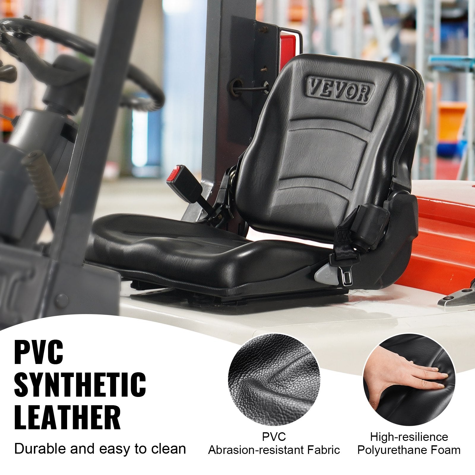 Universal Forklift Seat, Fold Down Tractor Seat with Adjustable Angle Back, Micro Switch and Retractable V952-CCZYCGKAQD00099Y0V0
