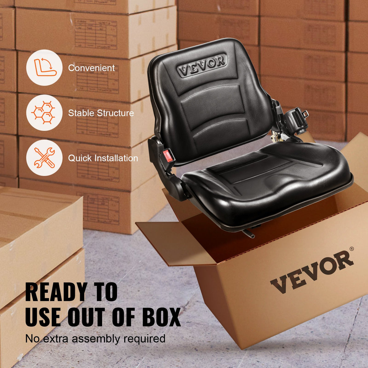 Universal Forklift Seat, Fold Down Tractor Seat with Adjustable Angle Back, Micro Switch and Retractable V952-CCZYCGKAQD00099Y0V0