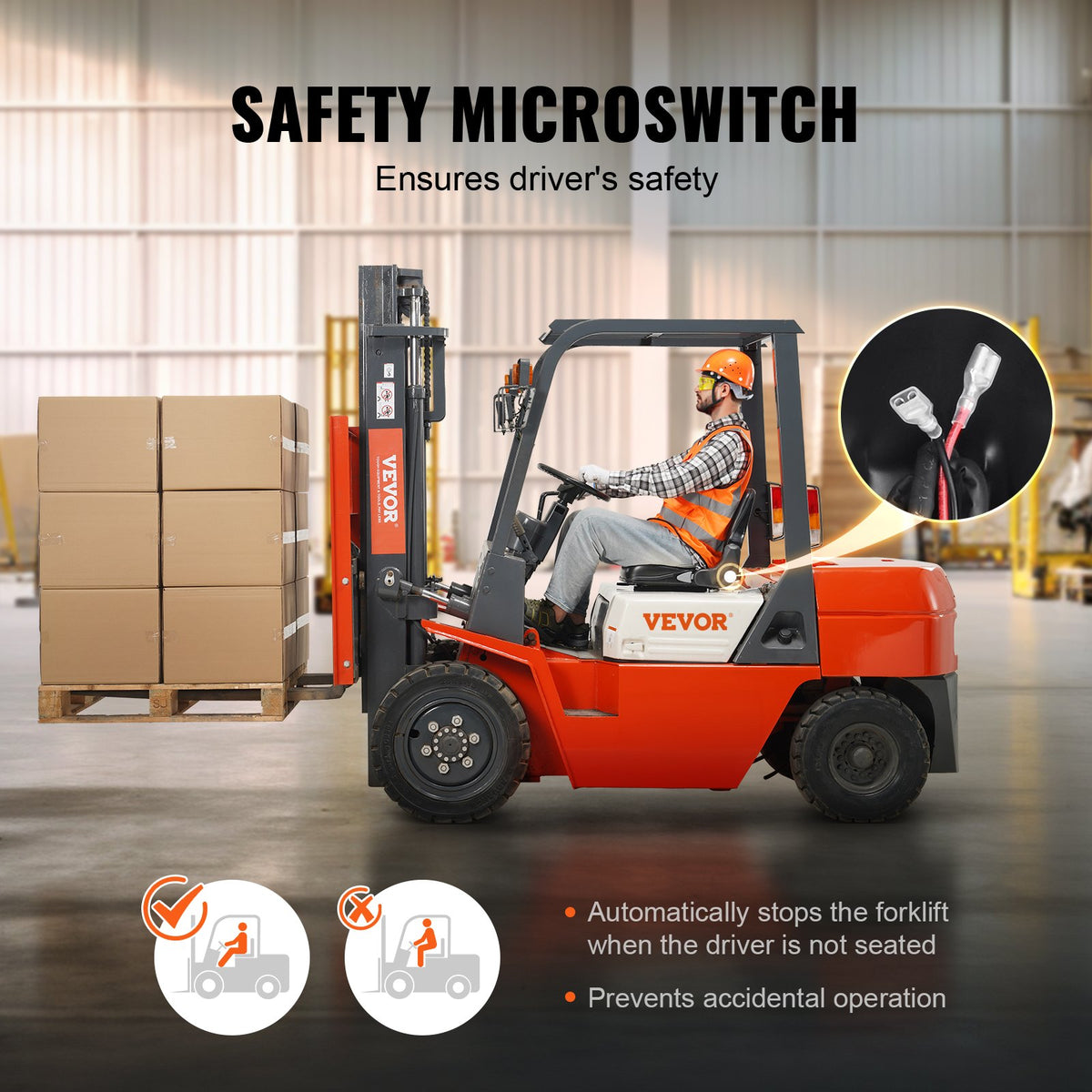 Universal Forklift Seat, Fold Down Tractor Seat with Adjustable Angle Back and Micro Switch, 16-34 cm V952-CCZYCGKDY0007EM3EV0