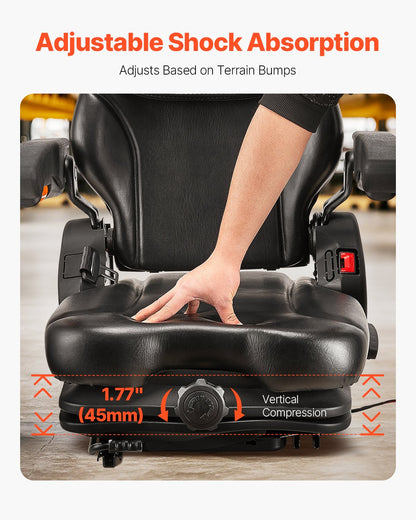 Universal Forklift Seat, Tractor Suspension Seat with Adjustable Back, Armrest, Headrest & Safety Belt, V952-CCZYCGKFSAQDCVTP9V0