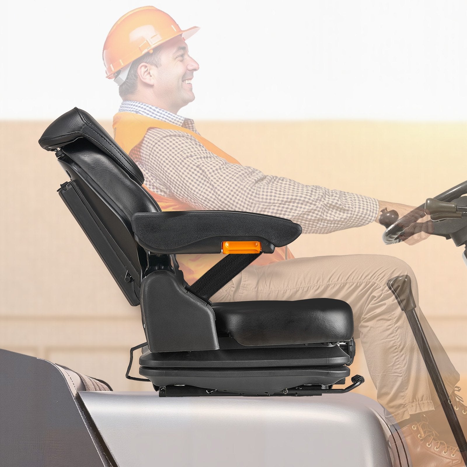 Universal Forklift Seat, Tractor Suspension Seat with Adjustable Back, Armrest, Headrest & Safety Belt, V952-CCZYCGKFSAQDCVTP9V0