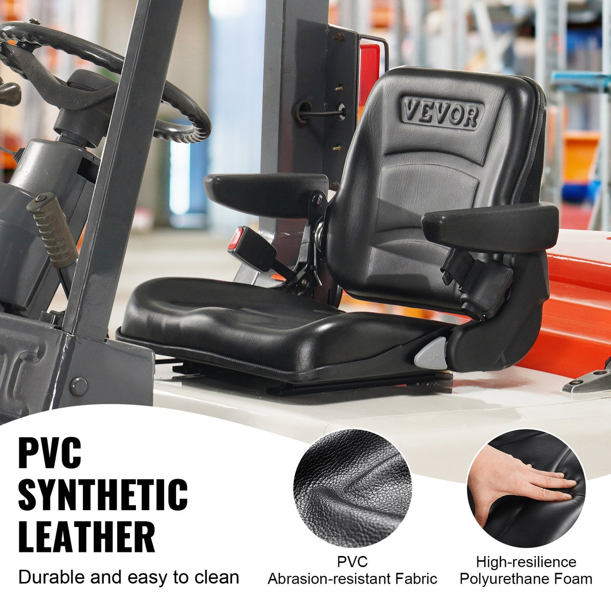 Universal Forklift Seat, Fold Down Tractor Seat with Adjustable Angle Back, Micro Switch, Seatbelt and V952-CCZYCGKFSAQDUWMNSV0