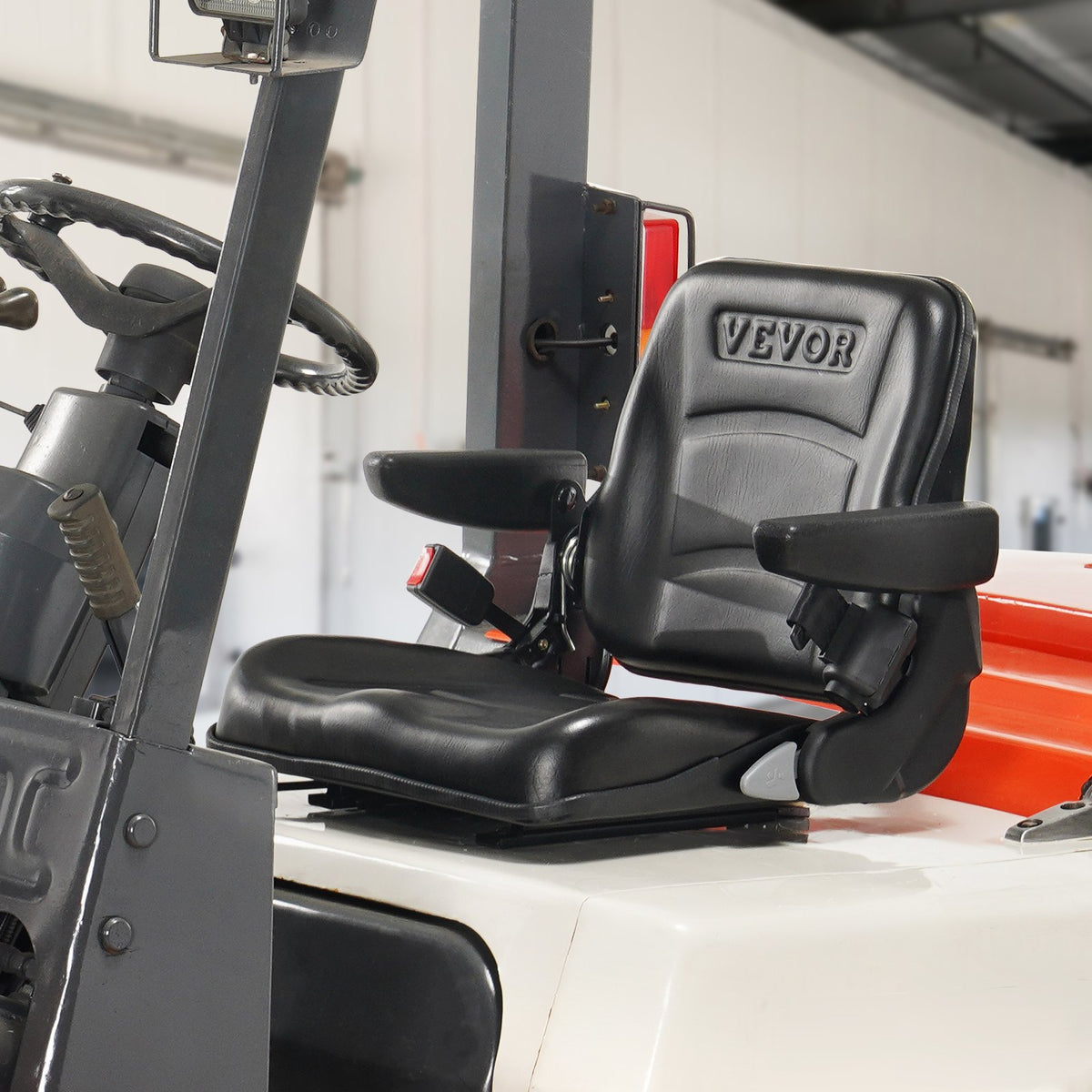 Universal Forklift Seat, Fold Down Tractor Seat with Adjustable Angle Back, Micro Switch, Seatbelt and V952-CCZYCGKFSAQDUWMNSV0