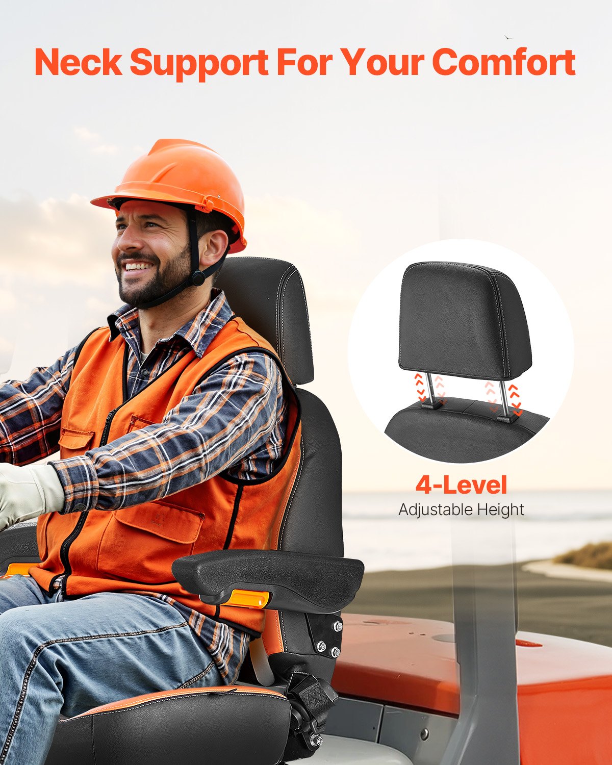 Forklift Seat Mower Tractor Seat Adjustable Back Seatbelt & Headrest V952-CCZYCGKFSAQDXWZDKV0