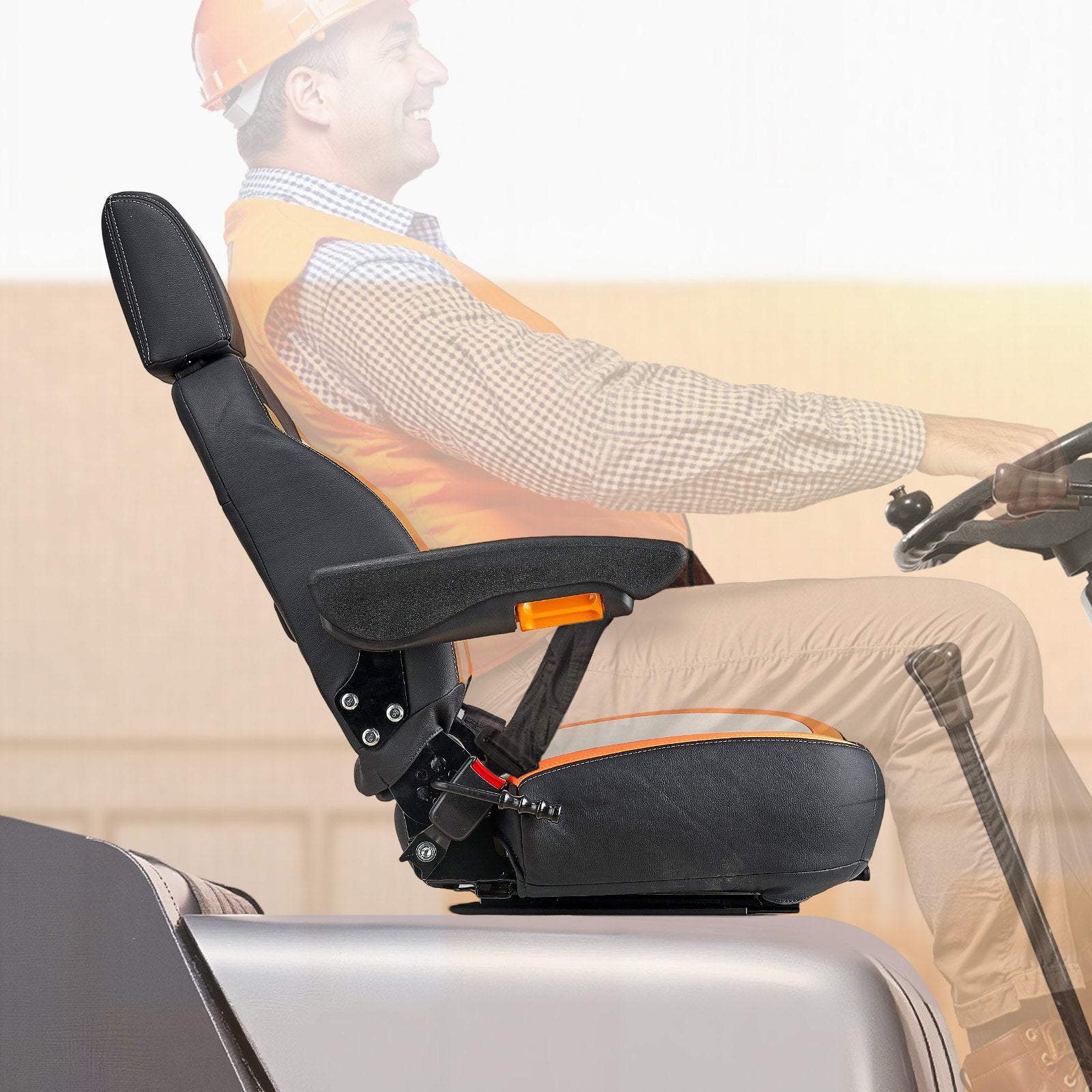 Forklift Seat Mower Tractor Seat Adjustable Back Seatbelt & Headrest V952-CCZYCGKFSAQDXWZDKV0