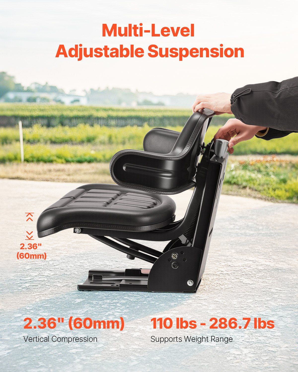 Universal Forklift Seat, Waterproof Tractor Suspension Seat with Adjustable Back, Secure Tractor Seat with V952-CCZYXJKXJK00FZ75NV0