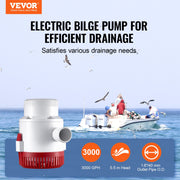 Bilge Pump, 3000GPH Automatic Submersible Boat Bilge Water Pump with Float Switch, 40 mm Outlet Diameter, V952-CDB3700GPH00T37E4V9