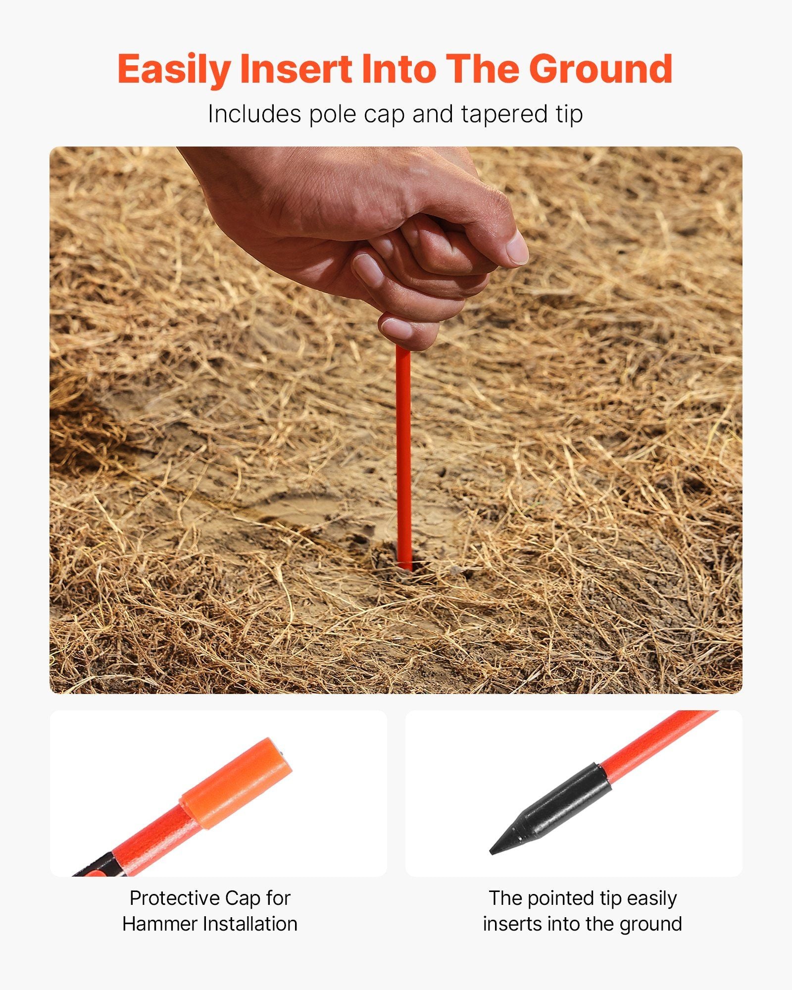 Driveway Markers, 200Pcs 122cm Long 6.35mm Dia, Hi-Visibility Driveway Reflectors with 12 in Steel Drill V952-CDBG48INCHCSCB6ZM001V0