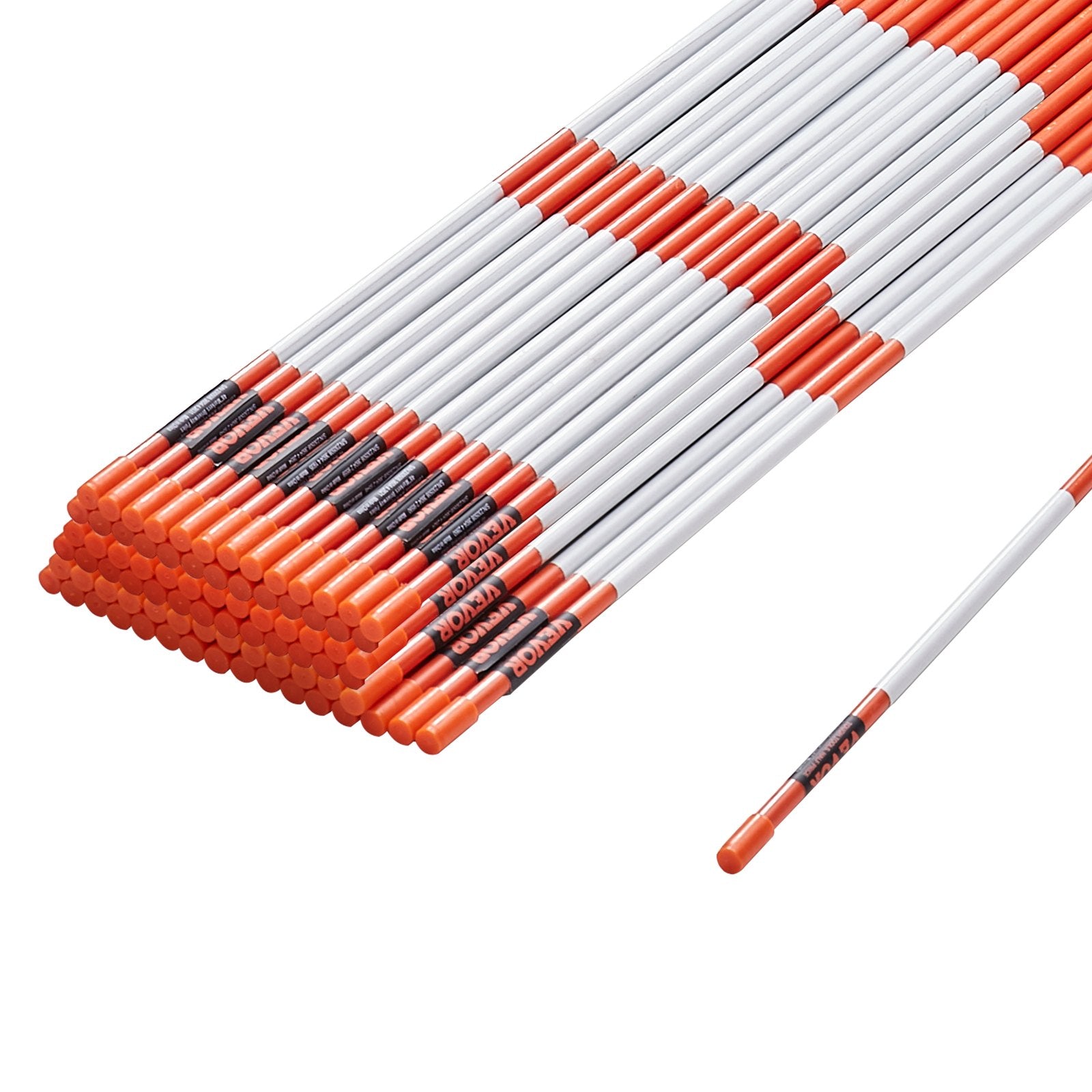 Driveway Markers, 100PCS 121.5cm, 0.78cm Diameter, Orange Fiberglass Poles Snow Stakes with Reflective Tape, V952-CDBG48YCCS10V9NP3V0