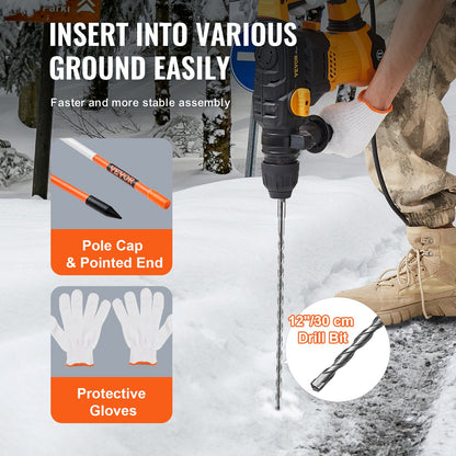 Driveway Markers, 30 PCS 121.5cm, 0.78cm Diameter, Orange Fiberglass Poles Snow Stakes with Reflective Tape, V952-CDBG48YCCS30QIESPV0