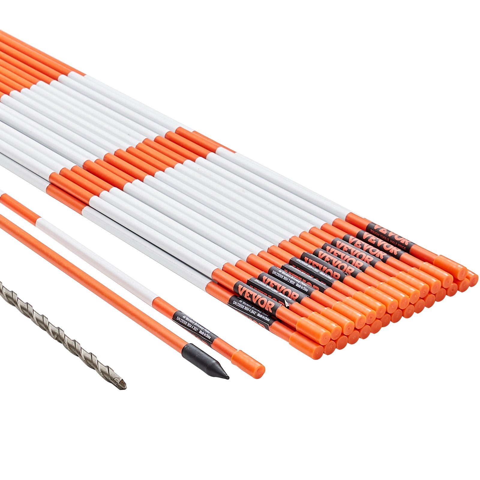 Driveway Markers, 30 PCS 121.5cm, 0.78cm Diameter, Orange Fiberglass Poles Snow Stakes with Reflective Tape, V952-CDBG48YCCS30QIESPV0