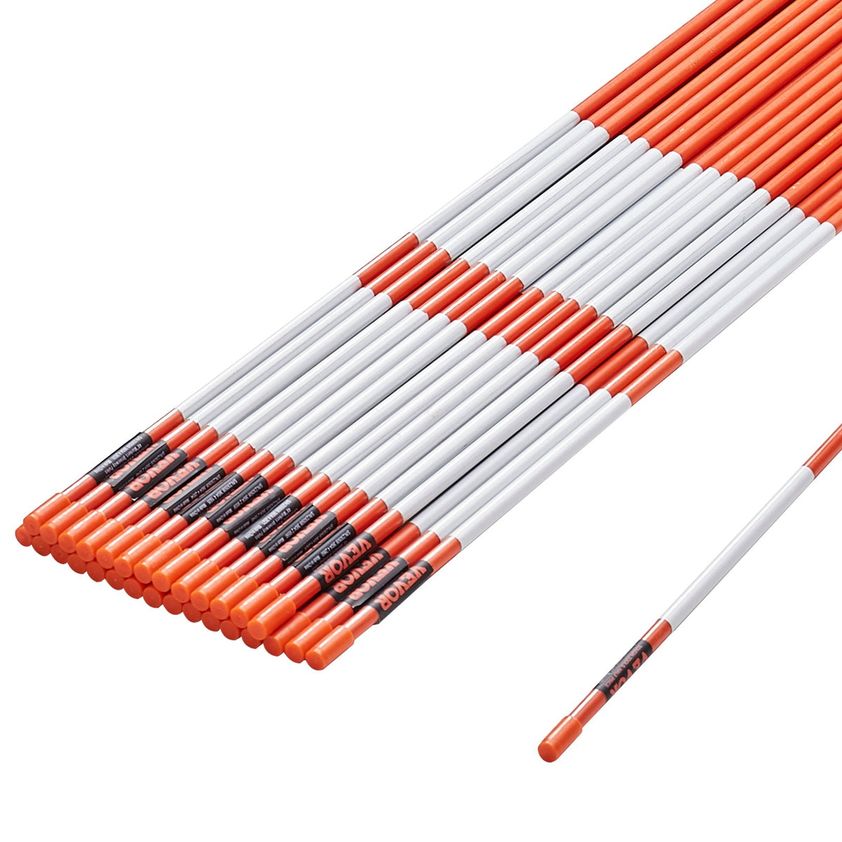 Driveway Markers, 30 PCS 121.5cm, 0.78cm Diameter, Orange Fiberglass Poles Snow Stakes with Reflective Tape, V952-CDBG48YCCS30QIESPV0