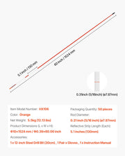 Driveway Markers, 50Pcs 152cm Long 7.87mm Dia, Hi-Visibility Driveway Reflectors with 12 in Steel Drill Bits, V952-CDBG60INCHCS882WP001V0