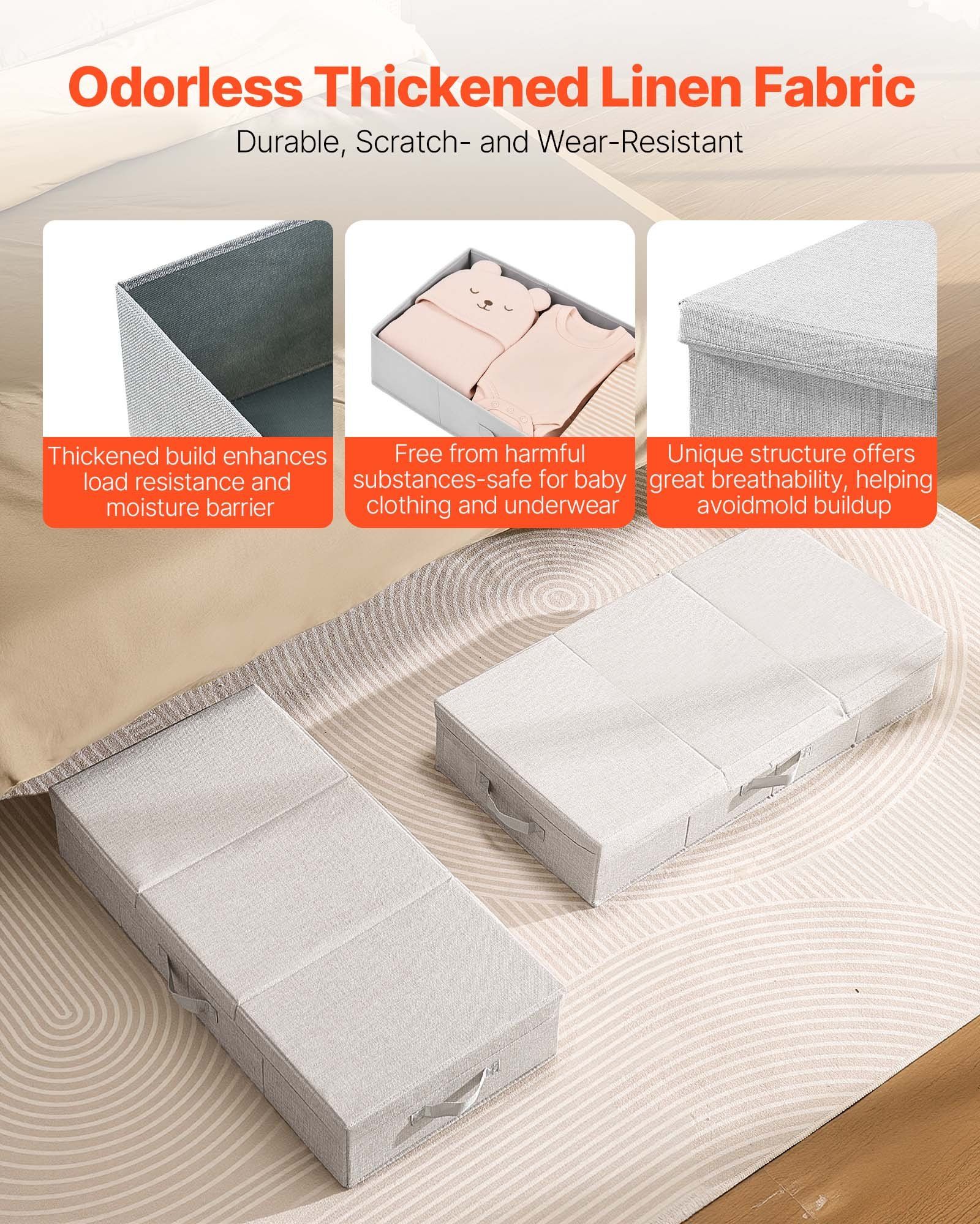 Under Bed Storage with Lids, 805 x 405 x 155 mm, 48L Large Underbed Clothes Storage Containers, Low Profile V952-CDCWFBFMBWL24ZZRA001V0