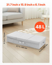 Under Bed Storage with Lids, 805 x 405 x 155 mm, 48L Large Underbed Clothes Storage Containers, Low Profile V952-CDCWFBFMBWL24ZZRA001V0
