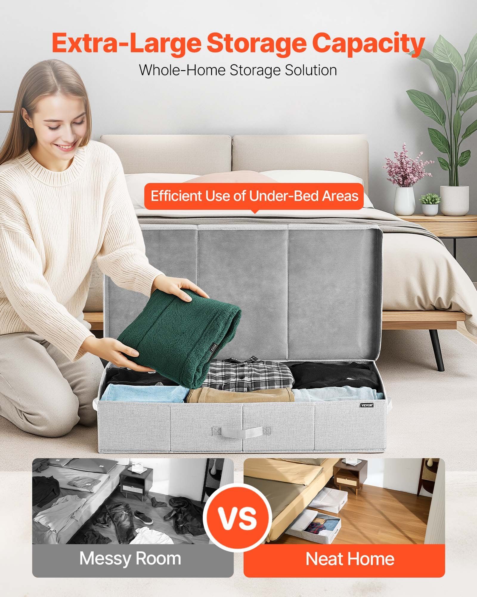 Under Bed Storage with Lids, 805 x 405 x 155 mm, 48L Large Underbed Clothes Storage Containers, Low Profile V952-CDCWFBFMBWL24ZZRA001V0