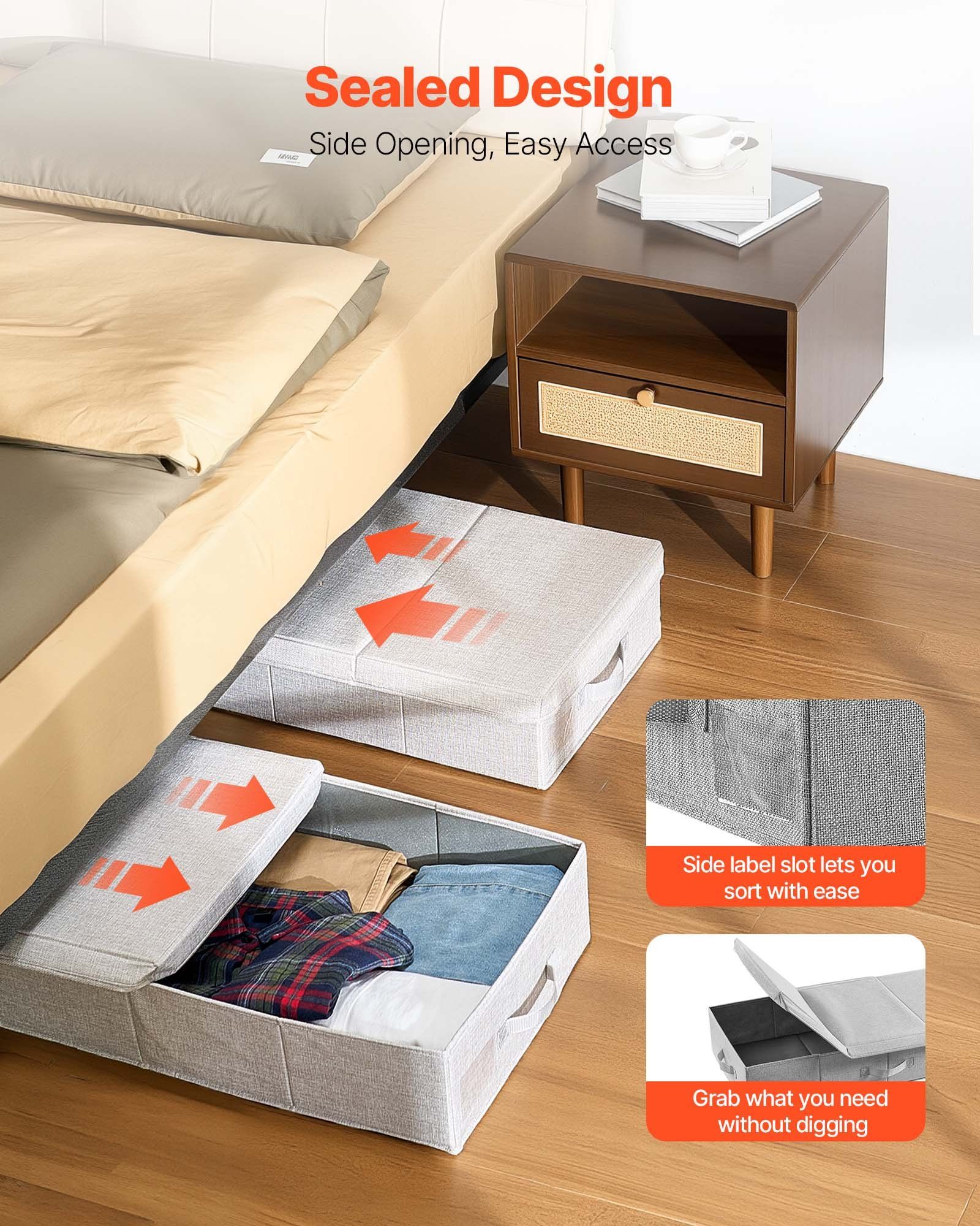 Under Bed Storage with Lids, 805 x 405 x 155 mm, 48L Large Underbed Clothes Storage Containers, Low Profile V952-CDCWFBFMBWL24ZZRA001V0