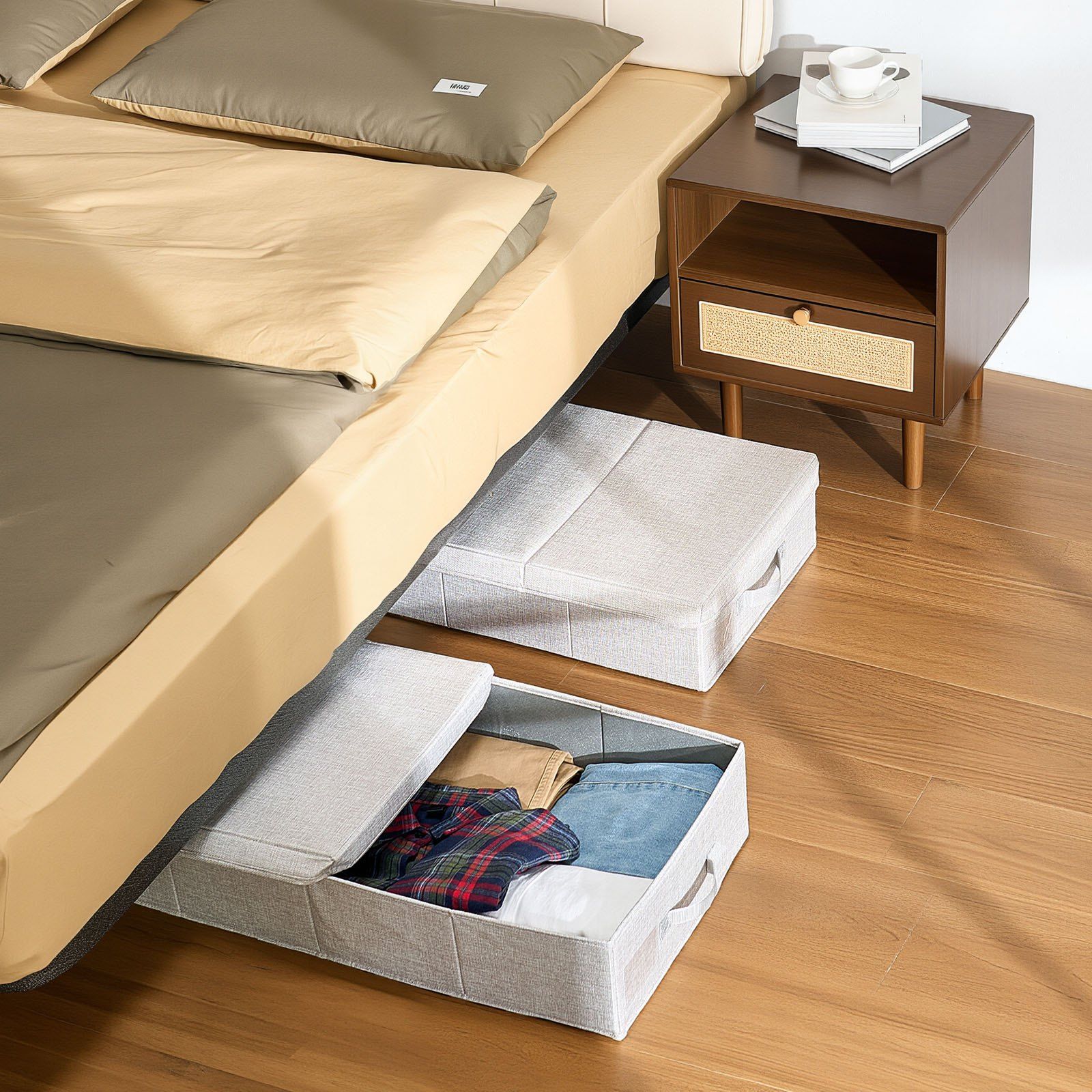 Under Bed Storage with Lids, 805 x 405 x 155 mm, 48L Large Underbed Clothes Storage Containers, Low Profile V952-CDCWFBFMBWL24ZZRA001V0