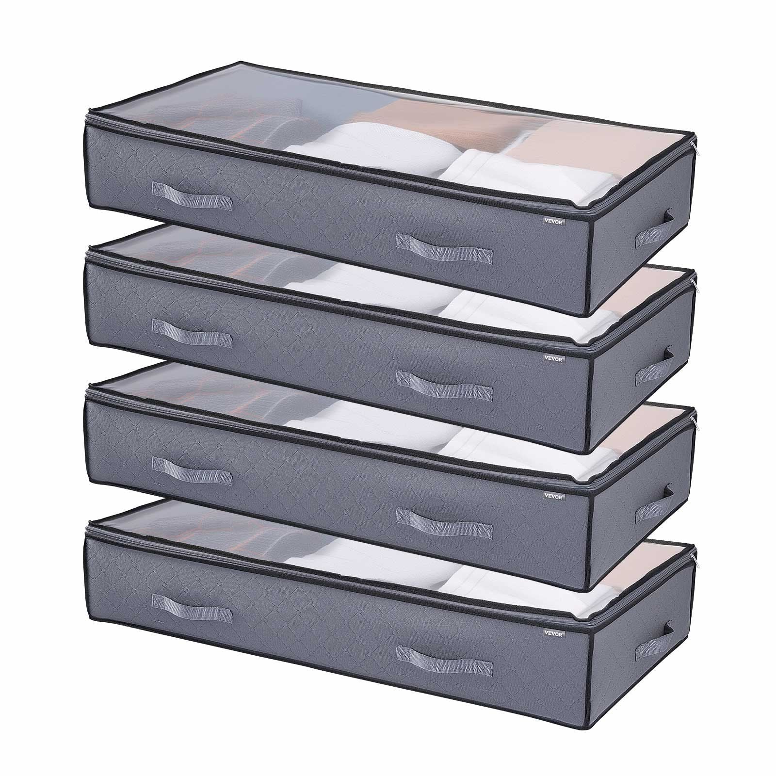 Under Bed Storage with Clear Lids, 996 x 500 x 180 mm, 90L Large Underbed Clothes Storage Containers, Low V952-CDCWFBWFBWL309XD1001V0